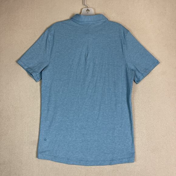 Lululemon Polo Shirt Mens M Blue Evolution Performance Short Sleeve Stretch - Picture 6 of 7